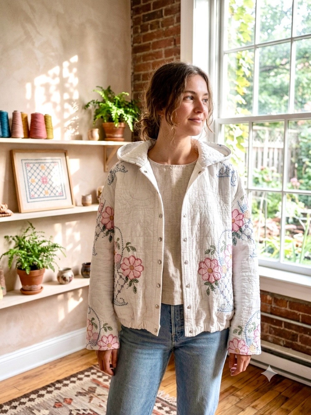 Handmade 🪡 🧵 Upcycled Antique Embroidered Quilt Jacket